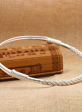 银项圈999纯手工复古桂花