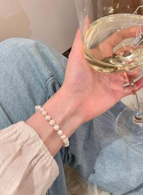 字母H天然淡水珍珠手链女