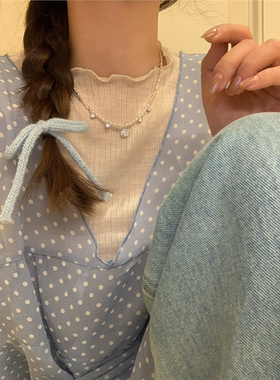 闪锆碎银子珍珠choker颈链