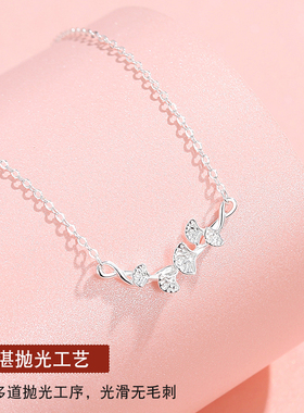 银杏叶项链纯银女2024新款爆款轻奢小众素银链树叶夏季