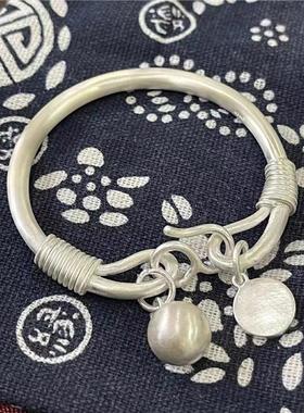 纯银手工镯999足定制实心
