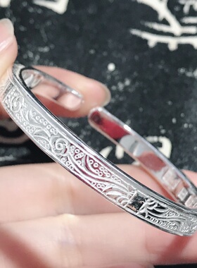 999足银纯小四喜手镯环工