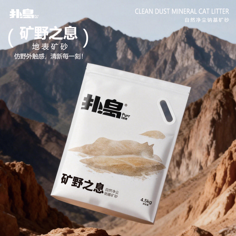 PurrIsle扑岛矿野之息自然净尘钠基矿砂4.5kg遇水释香0甲醛秒结团