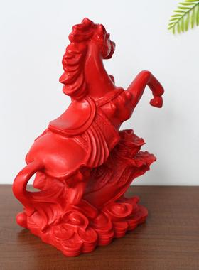 朱砂家居客厅摆件马上发财公司前台办公室装饰摆设红色马百财白菜