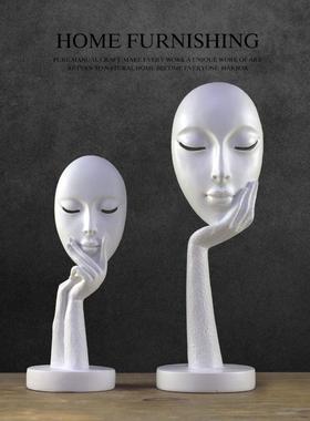 北欧现代思考者面具摆件客厅电视柜创意家居软装饰品书房脸谱摆设