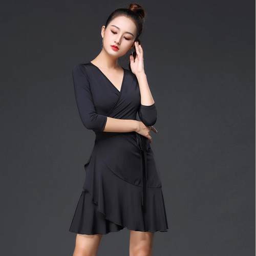 拉丁舞服装新款女洋装成人摩登舞裙比赛服国标舞演出服现代舞裙 - 图0