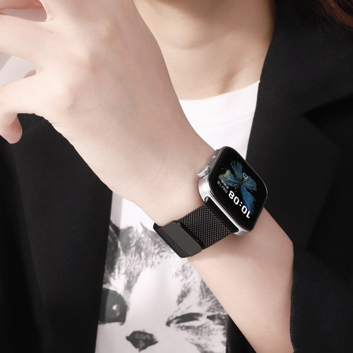 适用于荣耀手表x5i表带金属磁吸荣耀watchx5i米兰尼斯腕带honor智能运动手表磁吸式精钢表链透气防水替换配件 - 图1