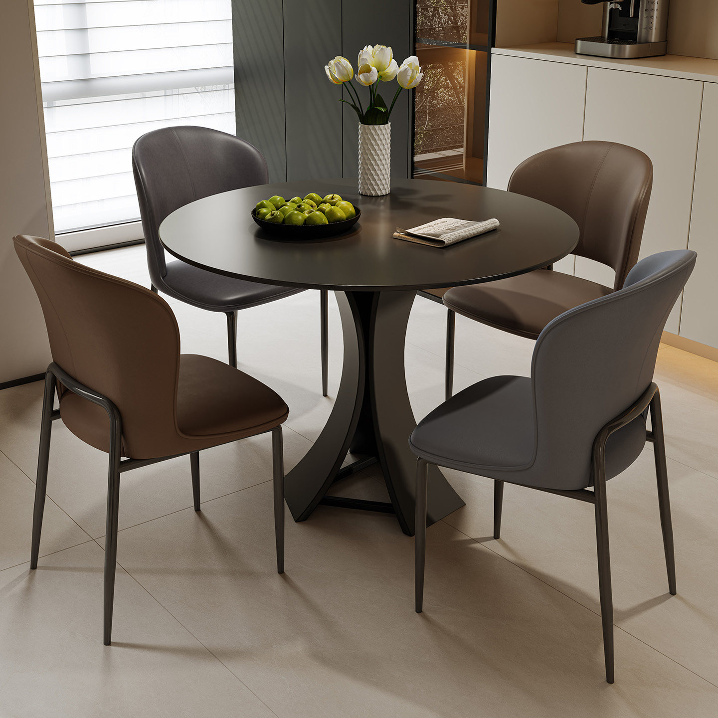 岩板餐桌椅组合家用小户型圆形饭桌现代简约高级感洽谈餐桌椅组合,淘宝优惠券,粉丝福利购,淘宝优惠卷