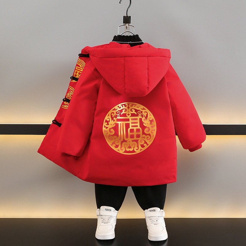 儿童汉服男童中国风唐装加厚棉服元旦女童拜年服中小童过新年喜庆,淘宝优惠券,粉丝福利购,淘宝优惠卷