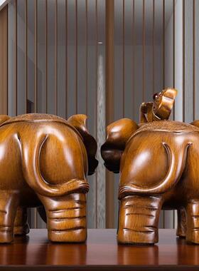 招财大象摆件一对工艺品客厅酒柜电视柜办公室桌面装饰品旅游礼品