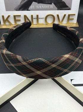 Kenlove绿色格子布艺发箍压发