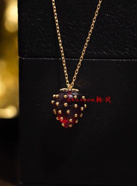极速美国小众品牌KS 花园系列 小清新可爱树脂立T体草莓红色项链