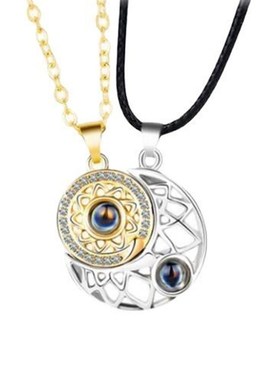 极速抖音同款磁吸闺蜜项链二人吊坠设计锁骨情人T节情侣项链一对