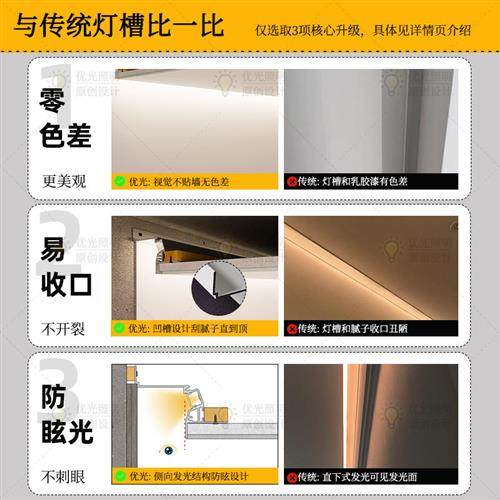 极速客厅卧室悬浮吊顶反光灯槽护墙板预埋瓷砖化T妆室回光槽洗墙,淘宝优惠券,粉丝福利购,淘宝优惠卷