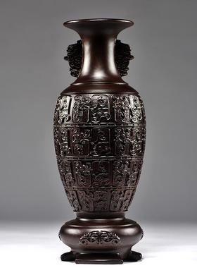 极速黑檀木雕刻花瓶摆件客厅插花红D木家居装饰实木摆设工艺礼品