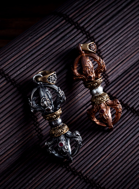 极速琢匠紫铜降魔金刚杵藏式手把件男女款复O古民族风项链吊坠个