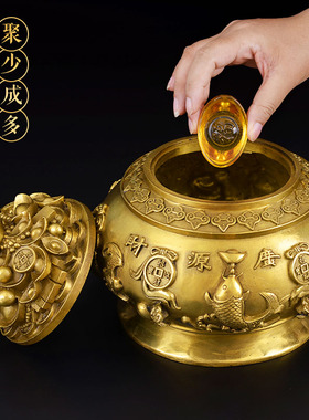 极速五路财神全铜聚宝盆摆件招财客E厅办公室装饰公司店铺开业礼