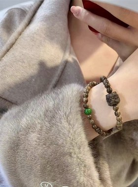 极速沉香双圈女款手链 搭配沉香醒狮女款手R串 木质小众手串