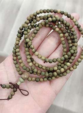 极速绿檀木小颗粒多n圈女款手链 可做项链 4mm左右绿檀手串