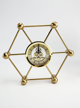 极速欧式客厅钟表座摆件个性创意简约F现代电视柜金属软装工艺品