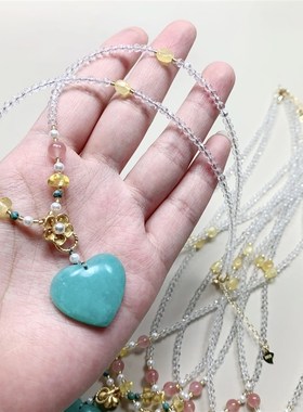 极速老矿料天河石搭配白色尖晶石女款锁骨链项链 可X做女款手链两