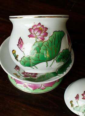 新品瓷莲 浮雕莲花供杯 陶瓷家用观音圣水杯N供水杯佛前贡神台仙