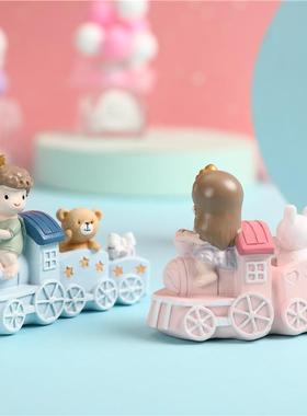 汽车摆件树脂工艺品小火车生日蛋糕烘焙男女孩周岁甜品台装饰趣饰