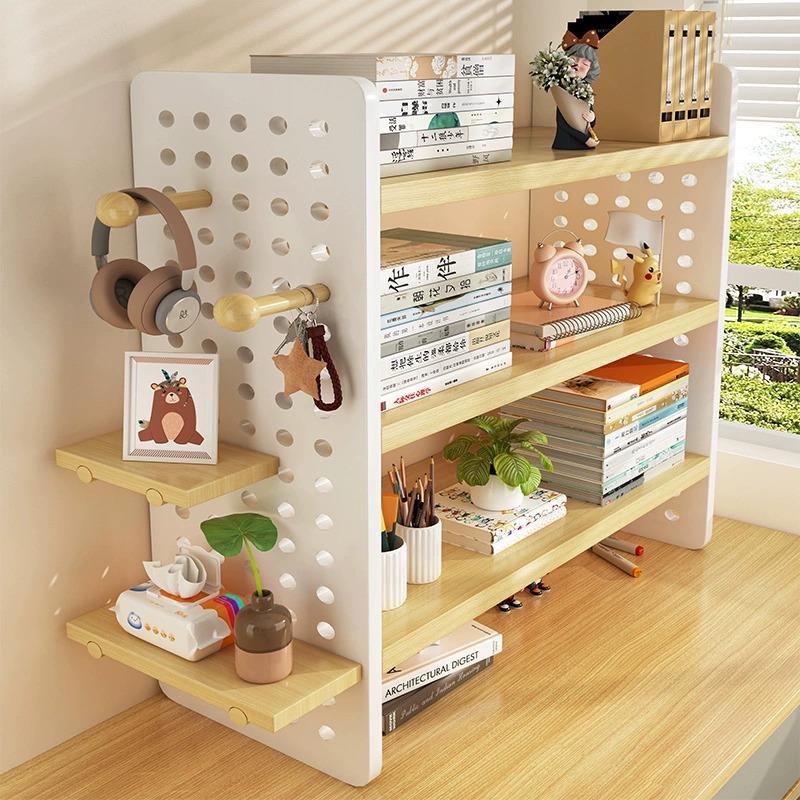 Desktop storage shelf desk storage shelf household multi-layer book display shelf office desk hole board placement shelf