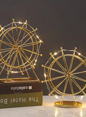 北欧铁艺摩天轮摆件创意客厅办公室桌面室内电视酒柜装饰品小摆设