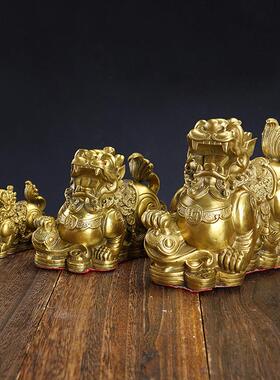 黄铜金钱貔貅铜貔貅如意貔貅摆件铜貔貅工艺品办公室摆件礼品