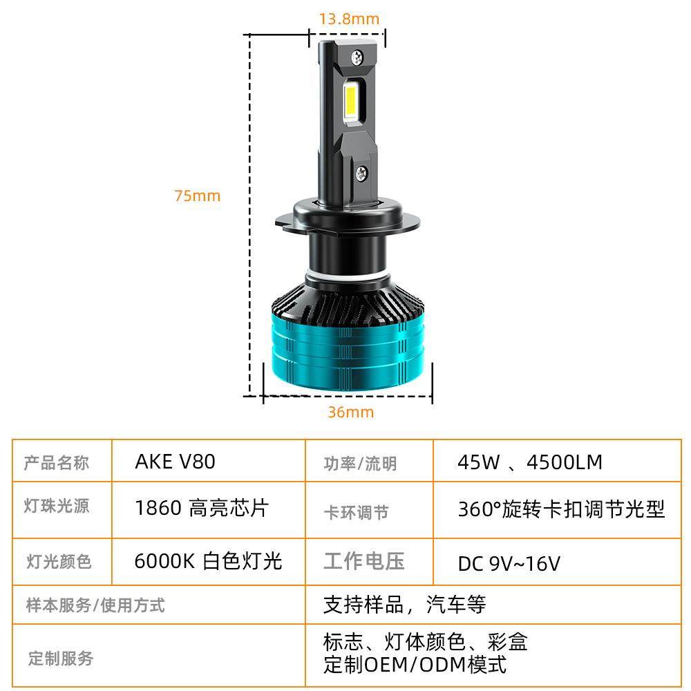 AKEV80汽车led车灯90瓦正白光ledh1h3h4h7h11900590069012前照灯,淘宝优惠券,粉丝福利购,淘宝优惠卷
