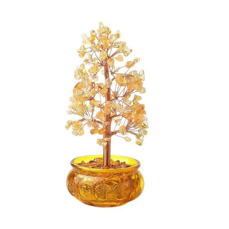 黄水晶聚宝盆摇钱树纯手工创意编织发财树摆件开业送礼高档发财树,淘宝优惠券,粉丝福利购,淘宝优惠卷
