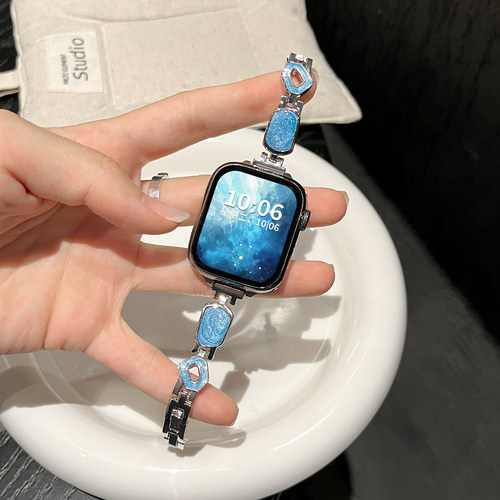 适用小米手环10pro表带9pro轻奢感8pro旋涡贝母鎏金滴胶金属链式红米watch6/5/4腕带爆款高级感表带通用10 - 图0