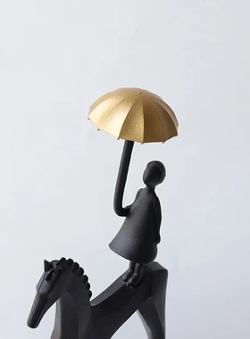 现代抽象简约艺术铸铁大理石黑色摆件样板间直播间书柜软装饰品