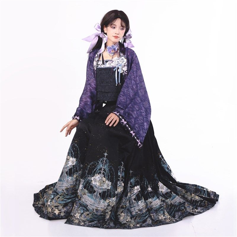 月渺境[灵愿泉]黑色马面裙套装女吊带汉洋折衷2025新款汉服新中式,淘宝优惠券,粉丝福利购,淘宝优惠卷