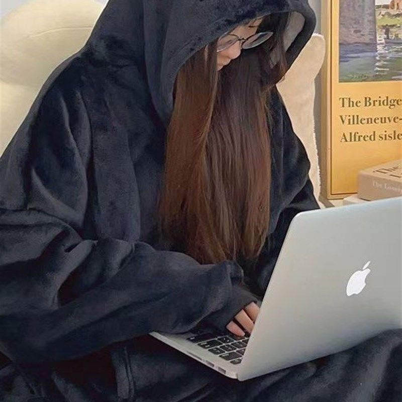 法兰绒大睡袍情侣加厚浴袍暖家居服男女冬长款连体睡衣睡裙懒人毯,淘宝优惠券,粉丝福利购,淘宝优惠卷