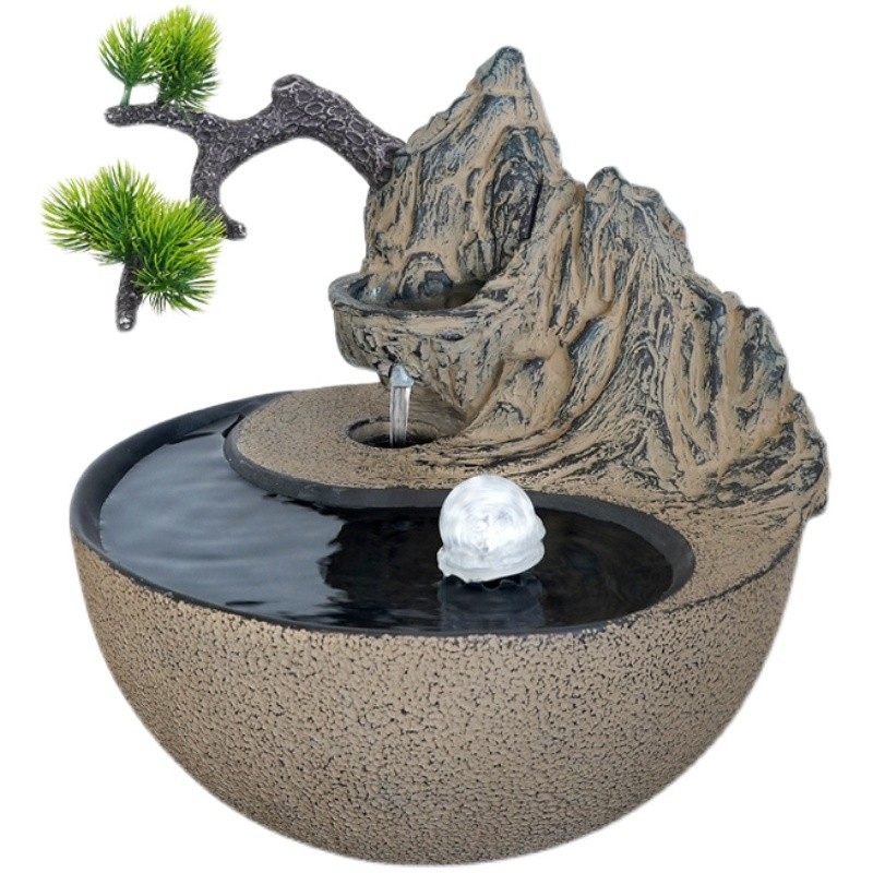 新中式桌面流水摆件室内家居客厅茶室电视柜禅意水景水晶球小景观,淘宝优惠券,粉丝福利购,淘宝优惠卷