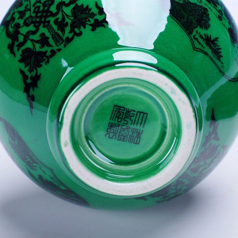 威弗列德景德镇陶瓷仿古艺术品瓷器开片釉中式绿釉花瓶家居摆件,淘宝优惠券,粉丝福利购,淘宝优惠卷