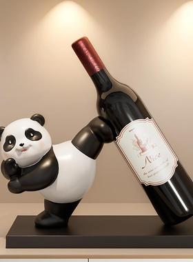 熊猫红酒架摆件轻奢高档客厅电视柜酒柜餐边柜装饰品乔迁新居礼品