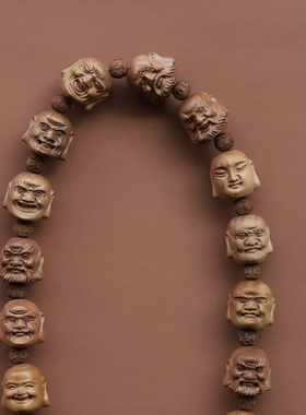 极速十八罗汉印度老山檀香手持珠檀木男J女士念珠手串黑肉雕刻佛