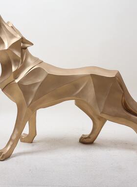 北欧风格树脂工艺品狼图腾家居创意礼品动物几何摆件乔迁送礼佳品