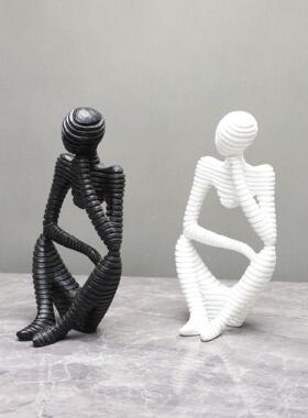 现代简约树脂空心人雕塑样板房展厅卧室书房客厅桌面家居饰品摆件