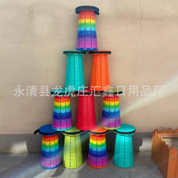 可折叠凳可调节伸缩户外渔具收缩板凳子便携旅行钓鱼网红凳子座椅 - 图0