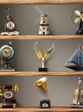 复古小摆件留声机创意家居客厅欧式服装咖啡店店铺轻奢酒柜装饰品