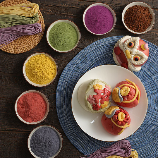 Poudre de fruits et légumes naturels, patate douce violette, citrouille, matcha, betterave rouge, charbon de bambou, fleur de pois papillon, poudre de fruit de cactus, colorant alimentaire cuit au four.