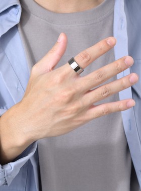 欧美配饰饰品金色简约男士光身钨钢戒指刻字个性 泉溪水 TCR-087