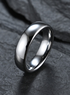 简约光面内外球防刮蹭钨钢戒指 钨金情侣指环男女光亮单身尾戒