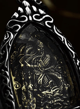 ROCK PUNK时尚潮牌款钛钢关公关二爷吊坠创意财神复古项链精雕