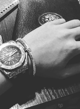 ROCK PUNK印第安中古时尚复古风唐草纹飞鹰手镯男女手环百搭饰品