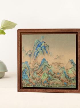 实木框名画小摆台 玄关柜酒柜摆件饰品书桌办公桌手工木礼品相框